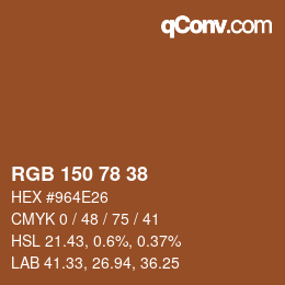 カラーコード: RGB 150 78 38 | qconv.com