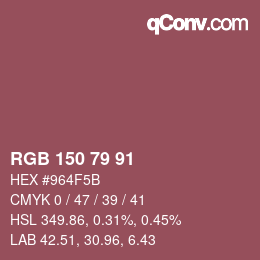 Color code: RGB 150 79 91 | qconv.com