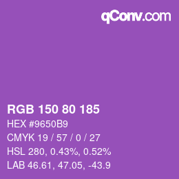 カラーコード: RGB 150 80 185 | qconv.com