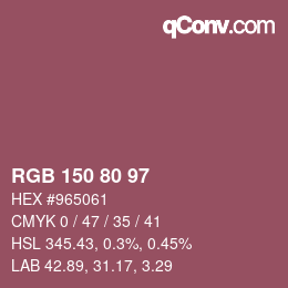 カラーコード: RGB 150 80 97 | qconv.com
