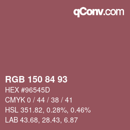 Código de color: RGB 150 84 93 | qconv.com