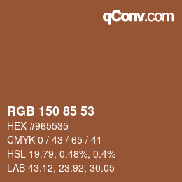 カラーコード: RGB 150 85 53 | qconv.com