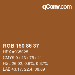 Farbcode: RGB 150 86 37 | qconv.com