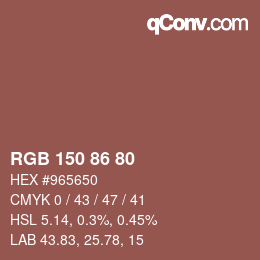 Color code: RGB 150 86 80 | qconv.com