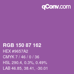 Código de color: RGB 150 87 162 | qconv.com
