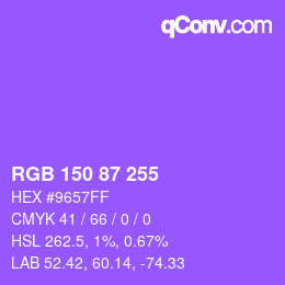 Color code: RGB 150 87 255 | qconv.com