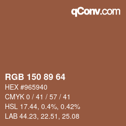 Color code: RGB 150 89 64 | qconv.com