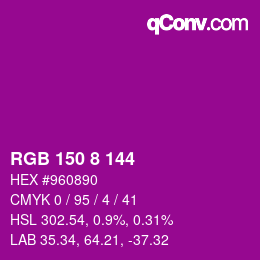 颜色代码: RGB 150 8 144 | qconv.com