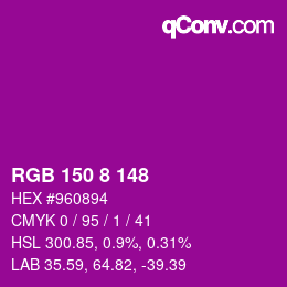 颜色代码: RGB 150 8 148 | qconv.com