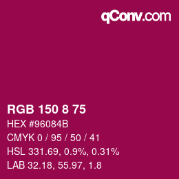Color code: RGB 150 8 75 | qconv.com