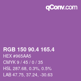 カラーコード: RGB 150 90.4 165.4 | qconv.com