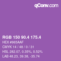 カラーコード: RGB 150 90.4 175.4 | qconv.com
