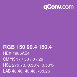 カラーコード: RGB 150 90.4 180.4 | qconv.com