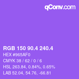 カラーコード: RGB 150 90.4 240.4 | qconv.com