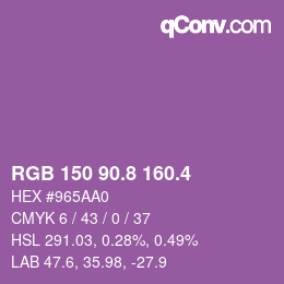 カラーコード: RGB 150 90.8 160.4 | qconv.com