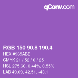 カラーコード: RGB 150 90.8 190.4 | qconv.com