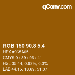 カラーコード: RGB 150 90.8 5.4 | qconv.com