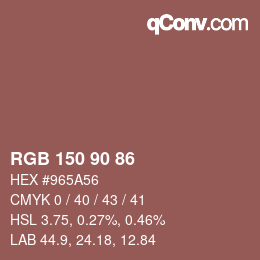 Color code: RGB 150 90 86 | qconv.com