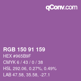 Color code: RGB 150 91 159 | qconv.com