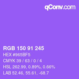 Farbcode: RGB 150 91 245 | qconv.com