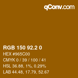 カラーコード: RGB 150 92.2 0 | qconv.com