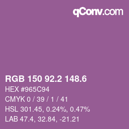 カラーコード: RGB 150 92.2 148.6 | qconv.com