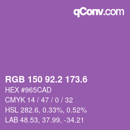 カラーコード: RGB 150 92.2 173.6 | qconv.com