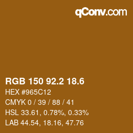 カラーコード: RGB 150 92.2 18.6 | qconv.com