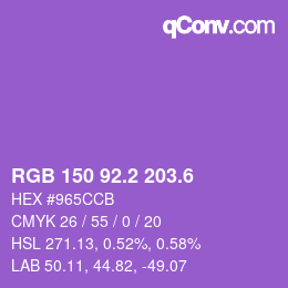 カラーコード: RGB 150 92.2 203.6 | qconv.com