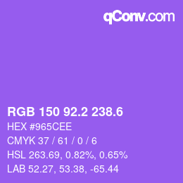 カラーコード: RGB 150 92.2 238.6 | qconv.com