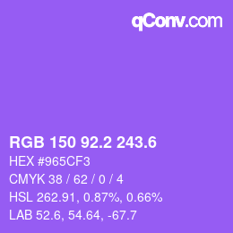 カラーコード: RGB 150 92.2 243.6 | qconv.com