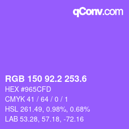 カラーコード: RGB 150 92.2 253.6 | qconv.com