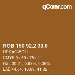 カラーコード: RGB 150 92.2 33.6 | qconv.com