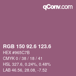 カラーコード: RGB 150 92.6 123.6 | qconv.com