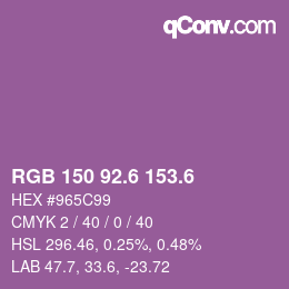 カラーコード: RGB 150 92.6 153.6 | qconv.com