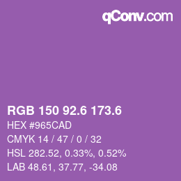 カラーコード: RGB 150 92.6 173.6 | qconv.com