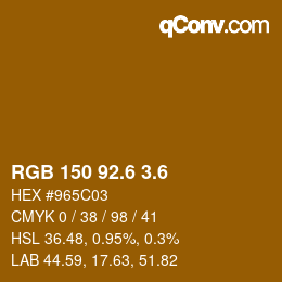 カラーコード: RGB 150 92.6 3.6 | qconv.com