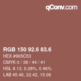 カラーコード: RGB 150 92.6 83.6 | qconv.com