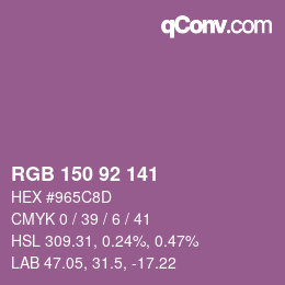 カラーコード: RGB 150 92 141 | qconv.com