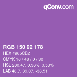 颜色代码: RGB 150 92 178 | qconv.com