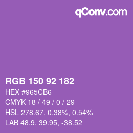 Color code: RGB 150 92 182 | qconv.com