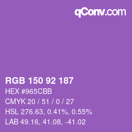 カラーコード: RGB 150 92 187 | qconv.com