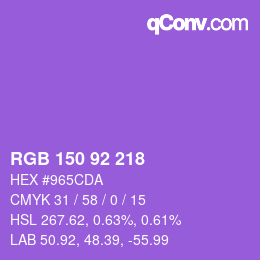 Color code: RGB 150 92 218 | qconv.com