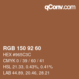 カラーコード: RGB 150 92 60 | qconv.com