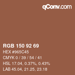 カラーコード: RGB 150 92 69 | qconv.com