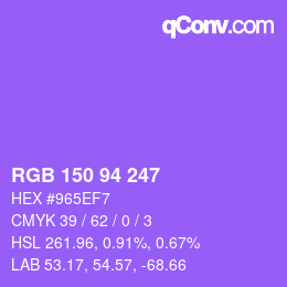カラーコード: RGB 150 94 247 | qconv.com