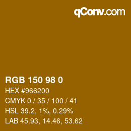 カラーコード: RGB 150 98 0 | qconv.com