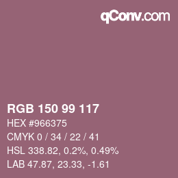 Farbcode: RGB 150 99 117 | qconv.com