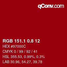 カラーコード: RGB 151.1 0.8 12 | qconv.com