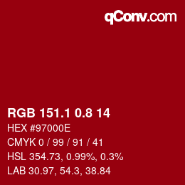 カラーコード: RGB 151.1 0.8 14 | qconv.com